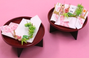 略式結納「恋うさぎ」+指輪飾(赤)