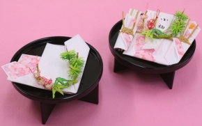 略式結納「恋うさぎ」+指輪飾(黒)